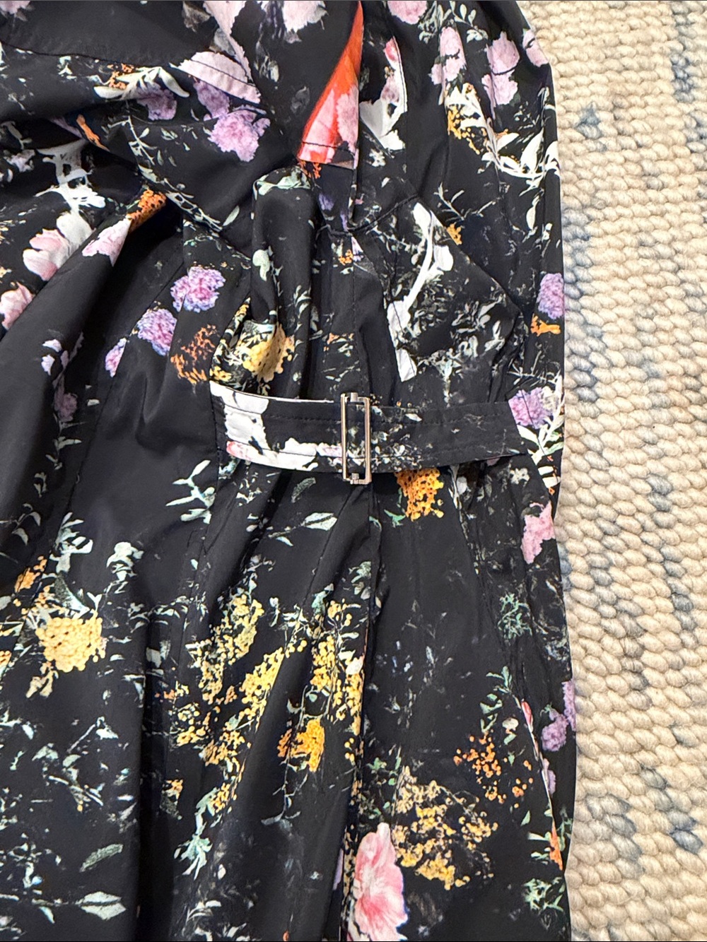 3.1 Phillip Lim Black Floral Pleated Dress with Pink & Green Accents - Picture 7 of 11
